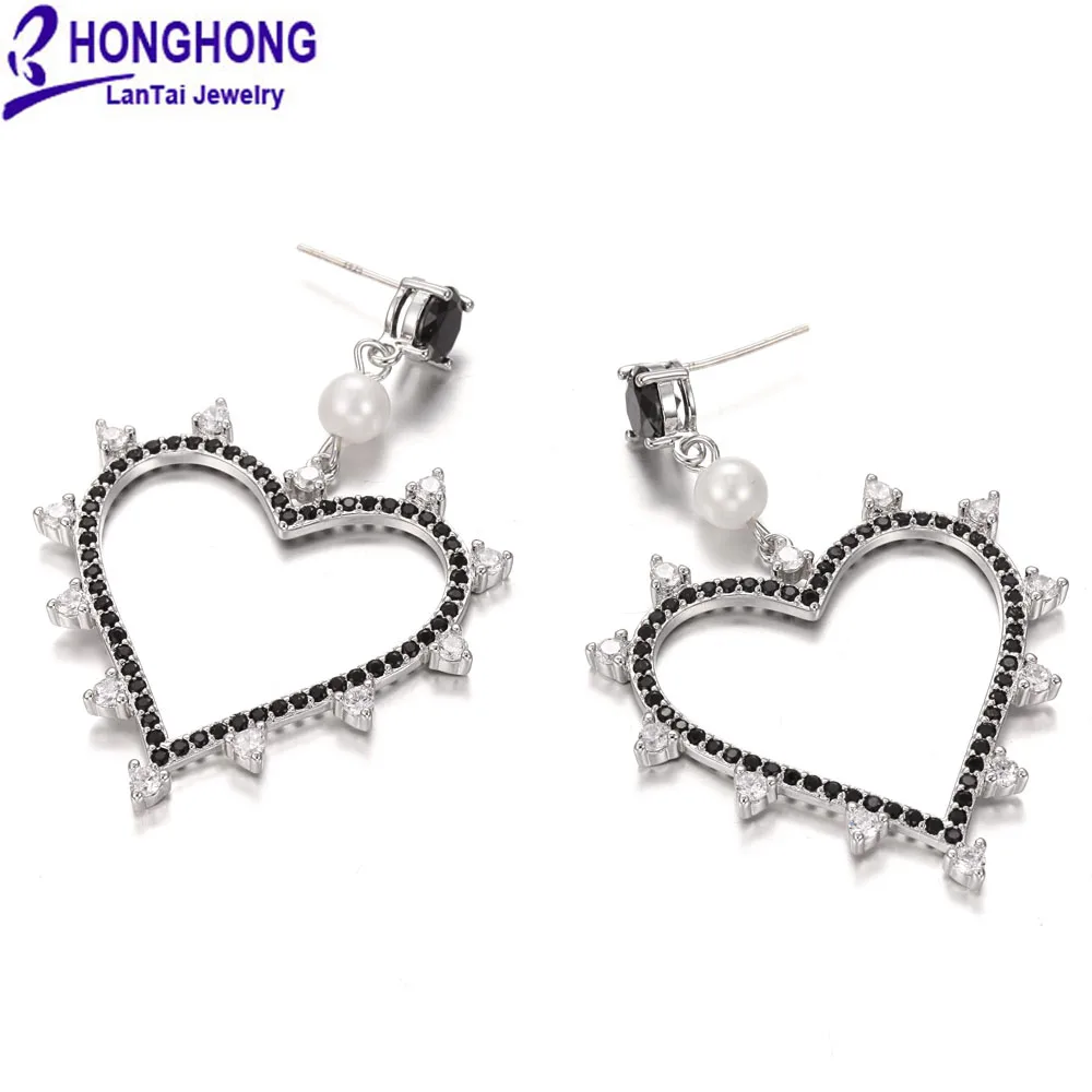 Женские серьги с подвеской в виде сердца из искусственного циркония