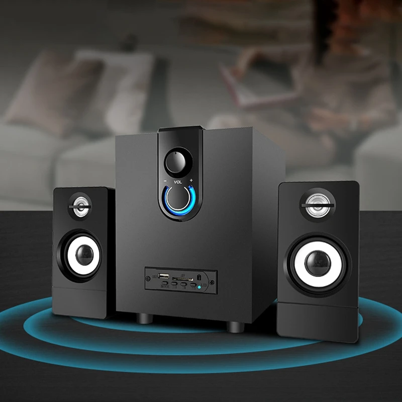 

Wooden 2.1 Multimedia Speaker System Super Subwoofer Bluetooth o USB Power Notebook Speaker