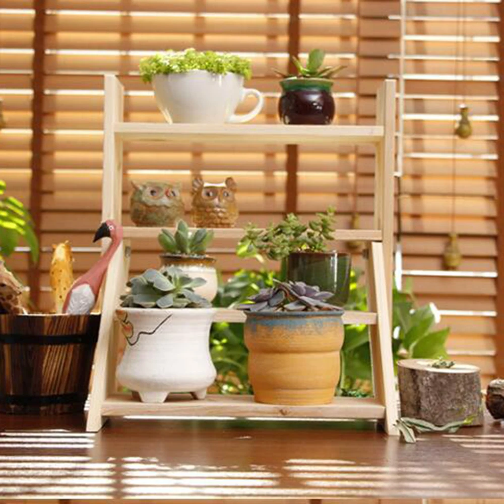 new wood flower shelf rack home floor-style living room green flower pot shelf multi-layer indoor flower stand Desktop flower s
