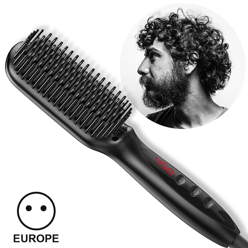 style 3 eu plug Расческа расческа для волос beard straightener beard comb hair brush для бороды расческа для бороды comb hair comb гребень для волос расчёска для бороды мужские аксессуары расческа мужская выпрямитель для бороды VIP - Цвет: style 3 eu plug