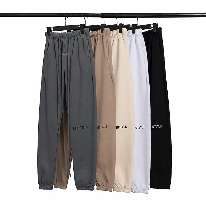 

2021 Essentials Logo Print Elastic Waistline Sweatpants Men Women Couple Fleece Pants Oversized Hip-hop Warmth Sweatpants