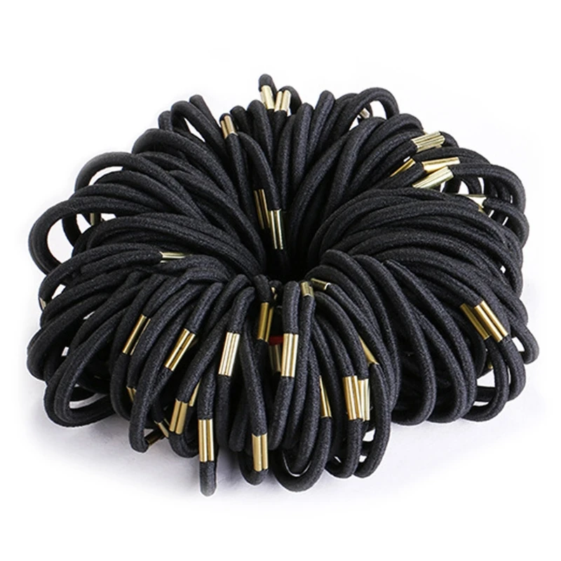 

100 Pcs Black Elastic Hairband Girl Women Fashion Hair Accessorie Hair Scrunchie