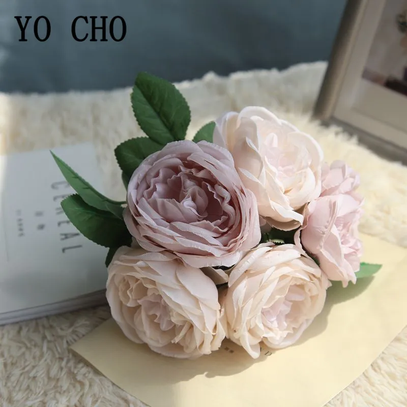 Искусственный цветочный букет YO CHO Шелковая Роза искусственный цветок женское