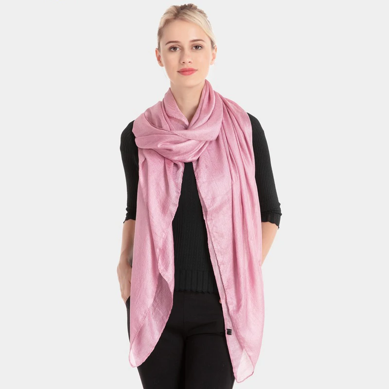 180 см * 100 однотонные Цвет хиджаб шарф Для женщин мягкий шелк Сенсорный шали и