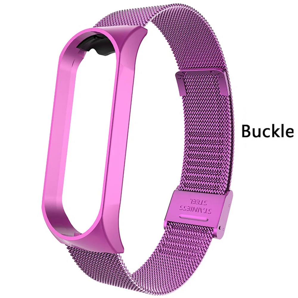 Buckle Purple Rovtop ремешок для Xiaomi mi Band 3 mi Band 3 ремешок для Xiaomi mi band 3 браслет для Xiaomi mi 3 магнитный металлический браслет из нержавеющей стали - Цвет: Buckle Purple