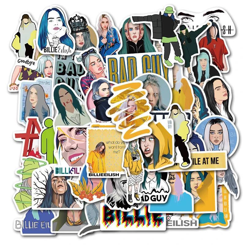 50 шт. виниловый стикер для ноутбука Singer Billie Eilish водонепроницаемые Стикеры