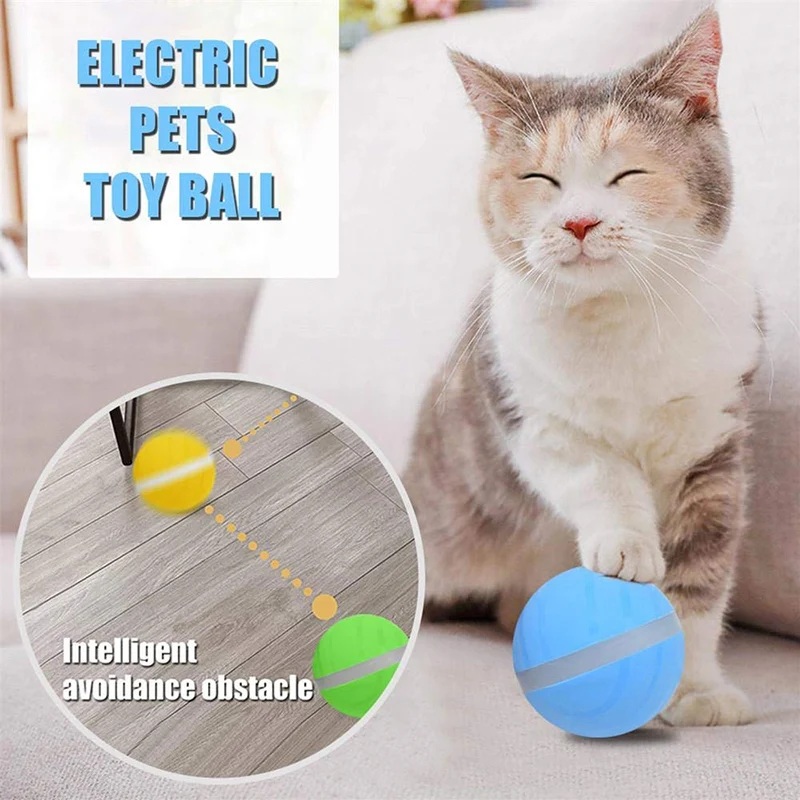 

USB Electric Pet Cat Toys LED Ball Rolling Flash Ball Fun Toy for Puppy Cats Glow Ball Pet Toy Waterproof Ball Jumping Toys