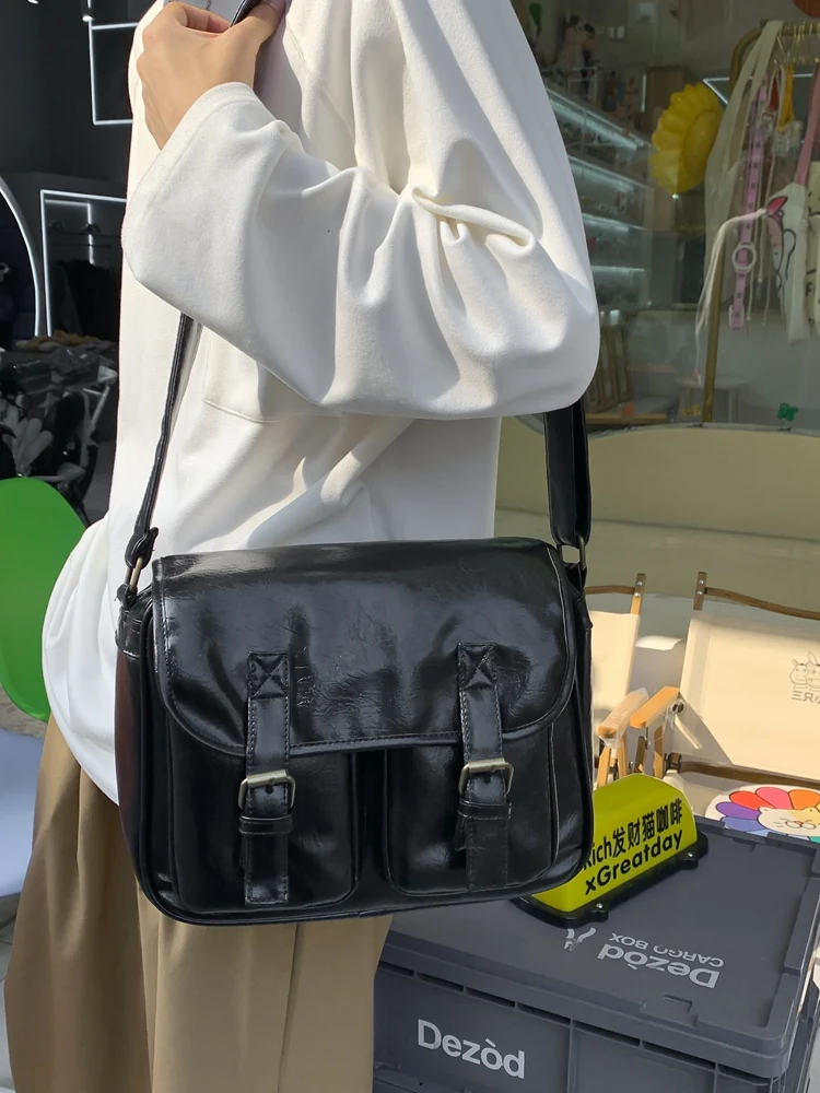 

Кожаная сумка на плечо YILIAN для мужчин и женщин, Повседневная модная универсальная сумочка на широком ремне, с защитой от ветра и диагональю