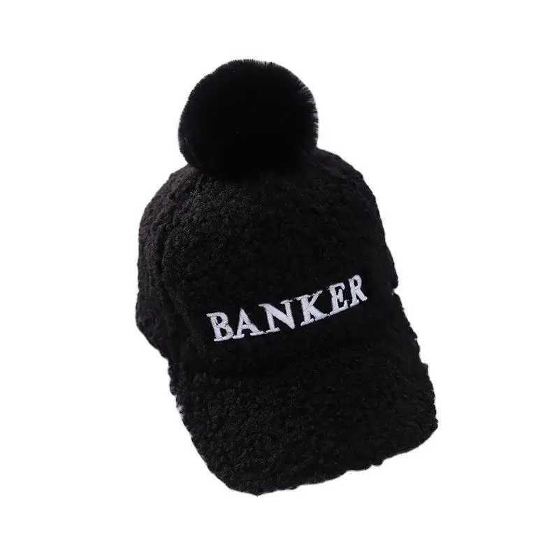 Lamb Wool Cold and Warm Letter Embroidery Baseball Caps Hole Adjustable Hip Hop Hat Soft Top Unisex Women Man Sun Hats