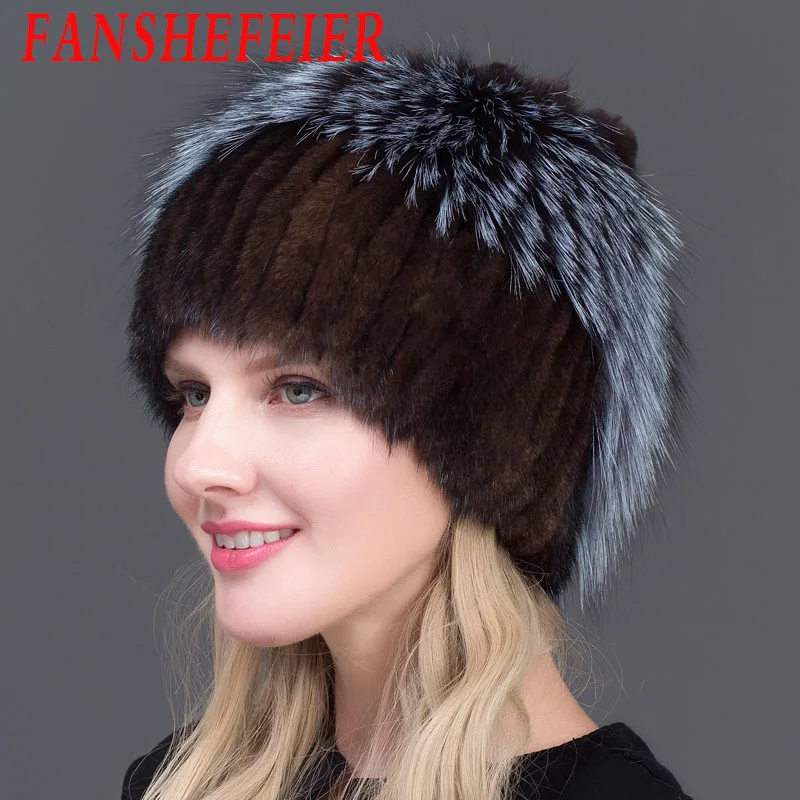 

JINBAOSEN Neue Winter Natürliche Importiert Nerz Hut Für Frauen Kaninchen Fell Blütenblatt Top Mix Fuchs Pelz Warme und Mode war