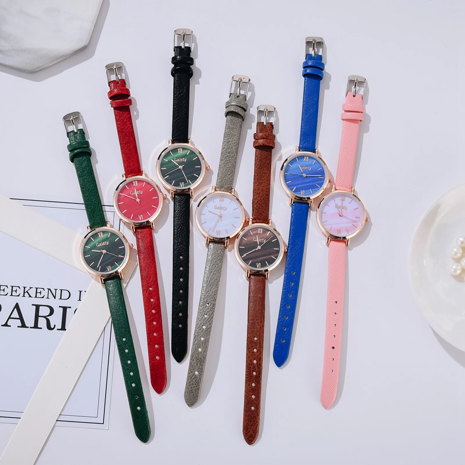 

Women's Leather Strap Watches Luxury 2021 Bracelet Round Dial Quartz Wrist Watch For Ladies Elegant Bracelet Reloj Mujer Relogio