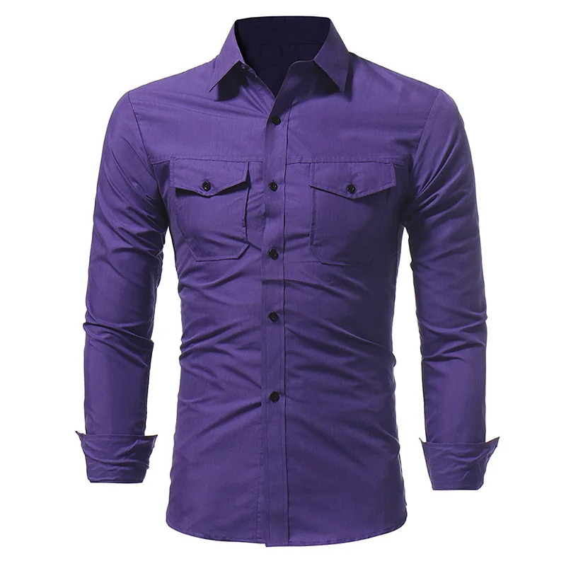 

Men's new autumn and winter lapel long-sleeved shirt men's Slim plus size shirt