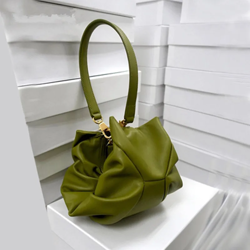 

Cloud Soft PU Leather Women Handbag 2020 New Dumpling Crossbody Bag Shell Light Weight Shoulder Messenger Bag Folds Clutch Bag