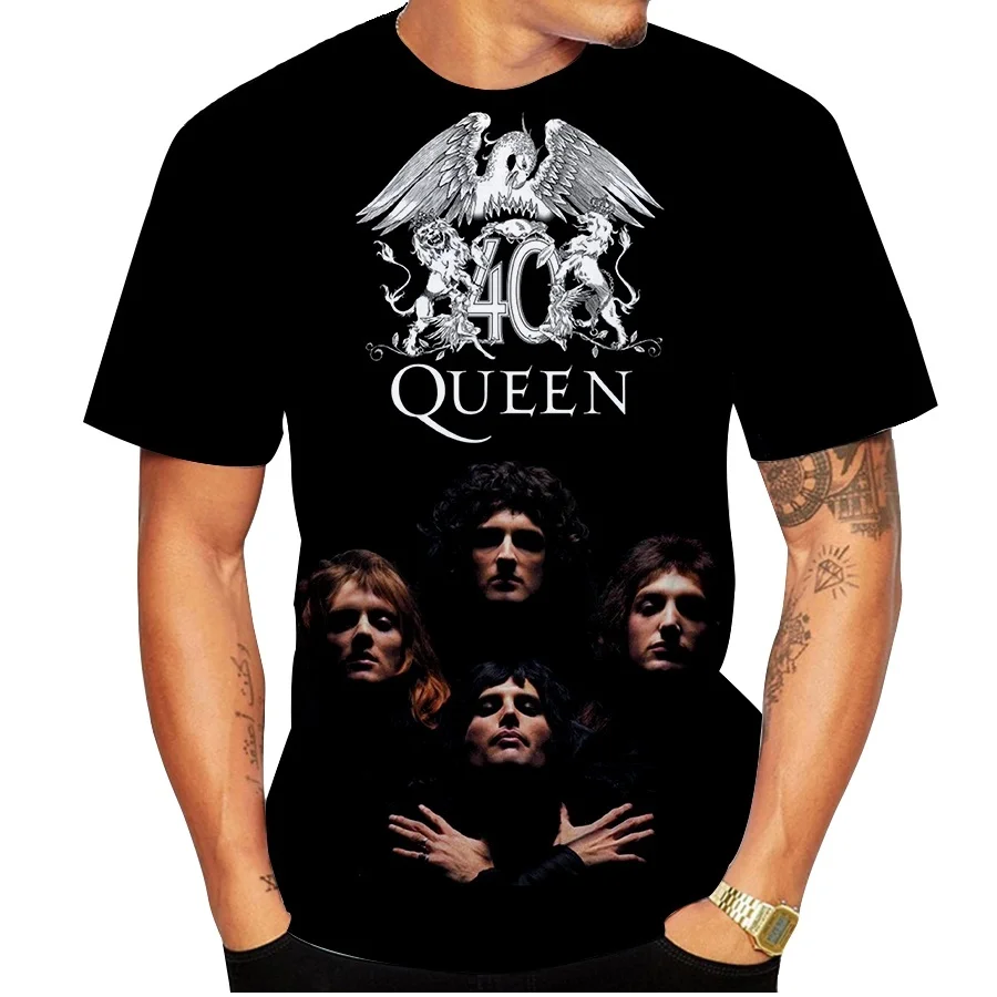 Модная Мужская хлопковая футболка с коротким рукавом и принтом Queen Band Rock Style