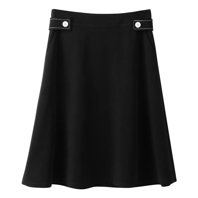 

2021 summer new Dongdaemun women's clothing brand fashion and elegant all-match A-line skirt mid-skirt black half-length skirt