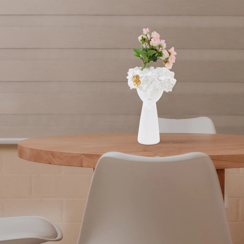 

1Pc Resin Statue Design Vase Creative Artistic Flower Vase Home Desktop Ornament