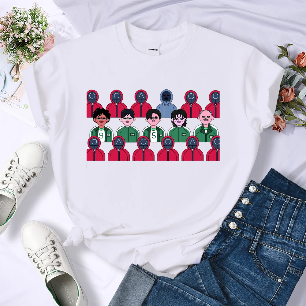 

2021 Hot Sale Squid Game t-Shirt Men Women Fashion O-neck Short Sleeve T Shirt Boys Girls Black Unisex Cool Tops