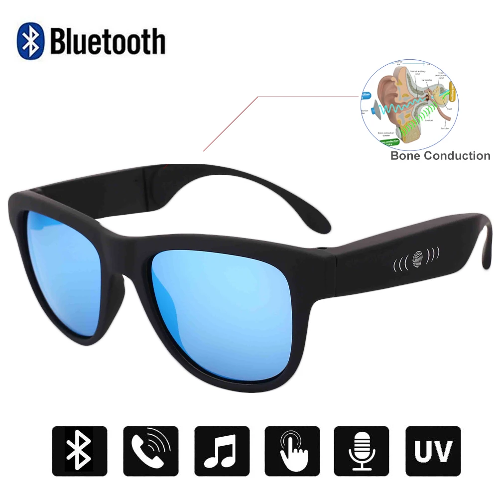 Black Blue Mirror Conway умные солнцезащитные очки Bluetooth динамик гарнитура костная проводимость музыкальные очки сенсорное управление голосовые звонки очки для вождения - Цвет линз: Black Blue Mirror