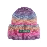 hat womens tie dye woolen caps wool blends are still fashionable thick and warm winter knitted hats womens hoods 2021