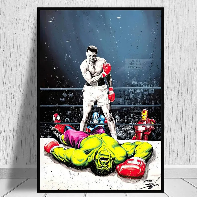 Боксерские матчи Халк Железный человек плакаты и принты Забавный супергерой Marvel