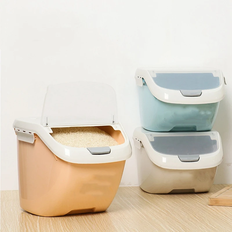 15Kg Rice Storage Box Sealed Moisture-Proof Large Capacity Grain Flour Container Kitchen Flip Cover Orange-L |