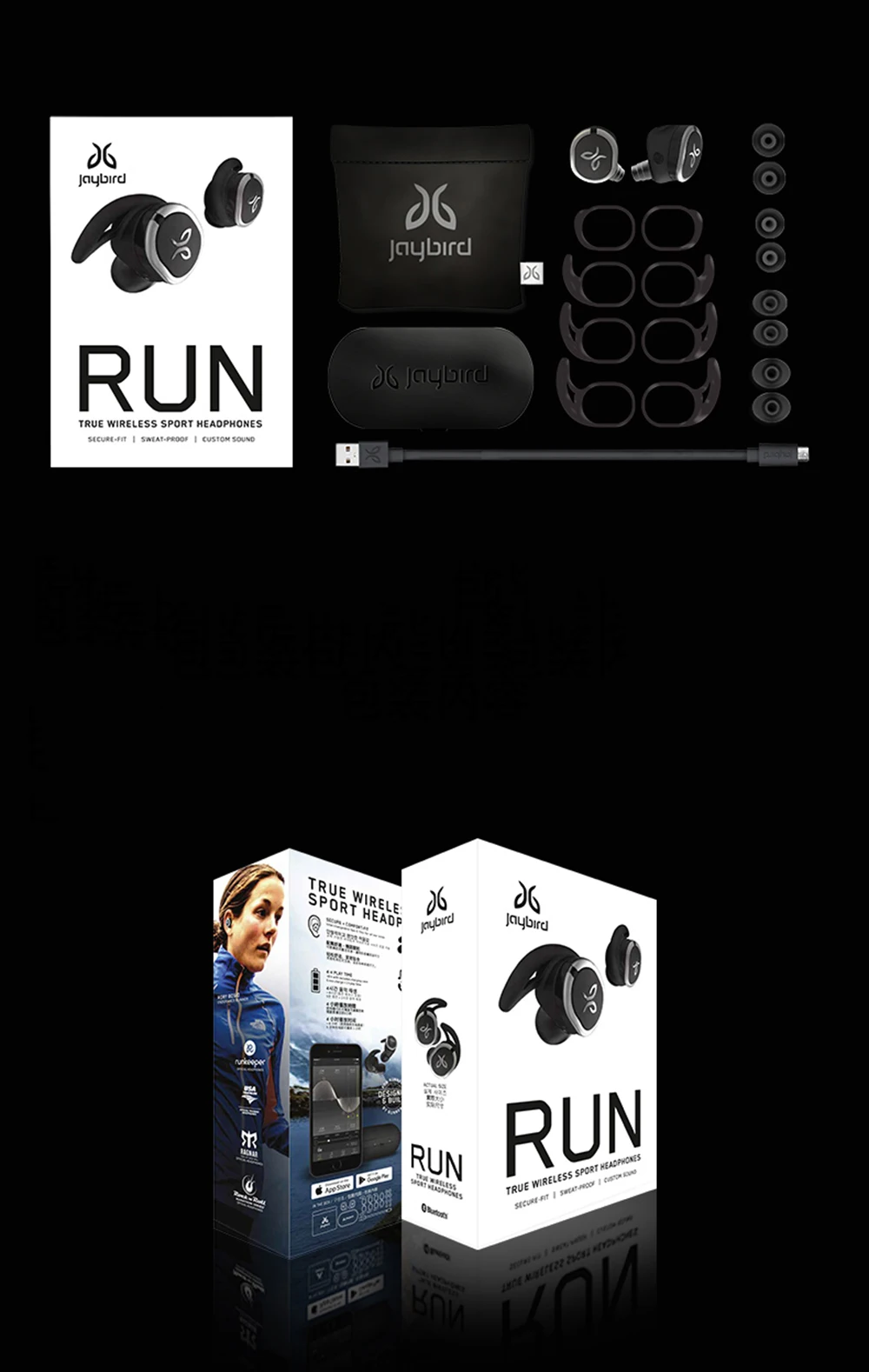 Новые беспроводные наушники logitech Jaybird RUN True Sport для бега, защищенные от влаги и пота, на заказ, 12 часов звука