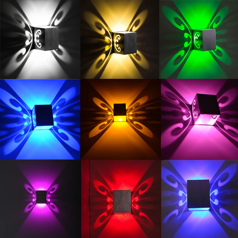 3 Вт светодиодный настенный светильник с бабочкой на поверхности современный