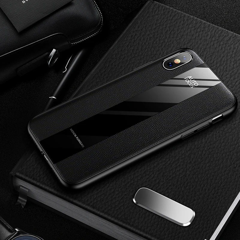 Чехол для iPhone XS MAX X XR 7 8 6 6S Plus искусственная кожа + стеклянный чехол модных женщин и