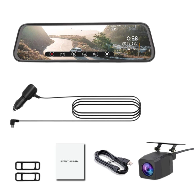 IPS 10 дюймов Dash Cam зеркало заднего вида быстрая камера с FHD 2K + 1080P Двойной объектив