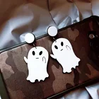 Серьги-подвески унисекс, акриловые, белые, в виде призраков на Хэллоуин, 2018