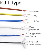 k j t type thermocouple wire 2cores ptfe insulator shielded line glassfiber high temperature measuring line compensation cable