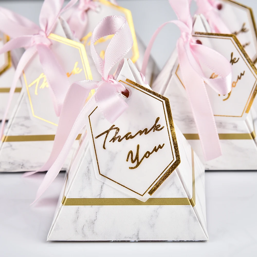 Треугольная пирамида мраморная коробка конфет Свадебные коробки для подарков с