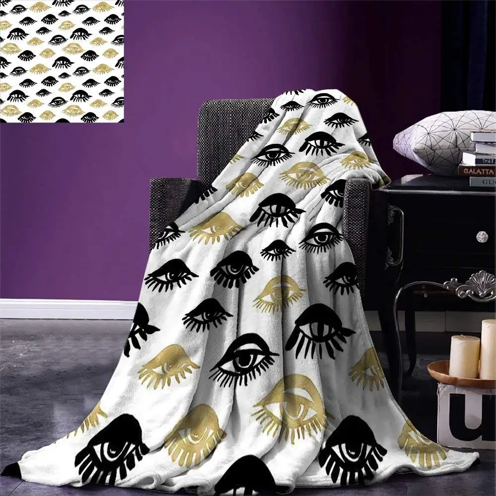 

Trippy Throw Blanket Sexy Woman Eyes with Eyelash Unusual Style Fashion Icon Modern Design Print Warm Flannel Blanket