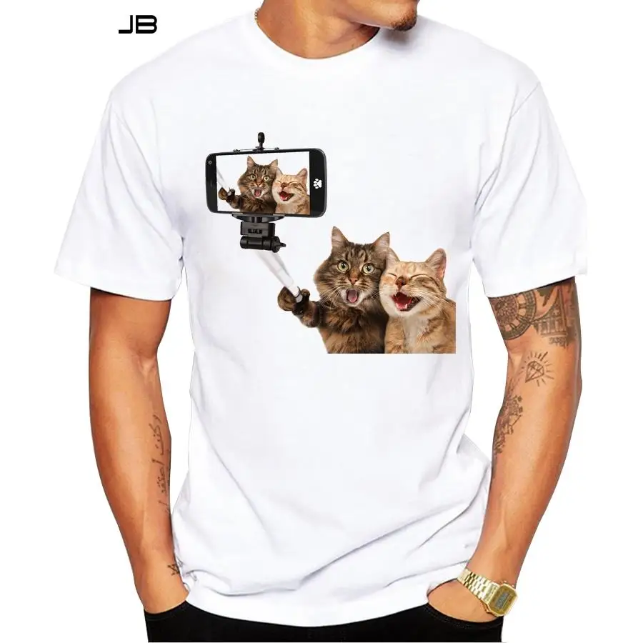 

2019 Laughing Cats Men T-shirt 3D Funny Cat Printed T Shirts Hipster Short Sleeve Casual Animal Tops