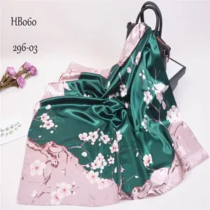 Шелковый шарф Для женщин принт волос шеи квадратные шарфы женские офисные шаль Бандана 90X90CM мусульманский платок-хиджаб глушитель платки