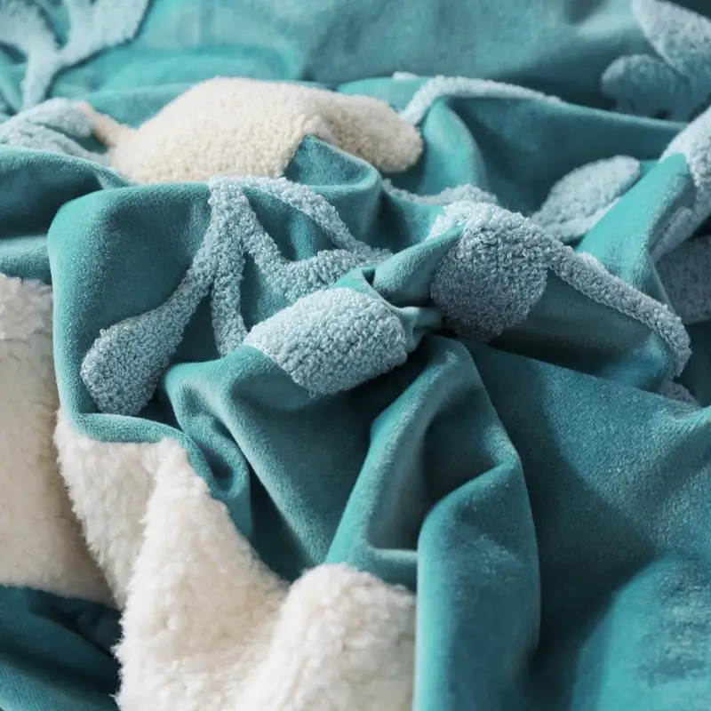 

42 blue embroidery Bedding Set Fleece fabric Bed Sheet Comforter Duvet Cover Bedclothes Adult Queen King Size Linens 4/7pcs