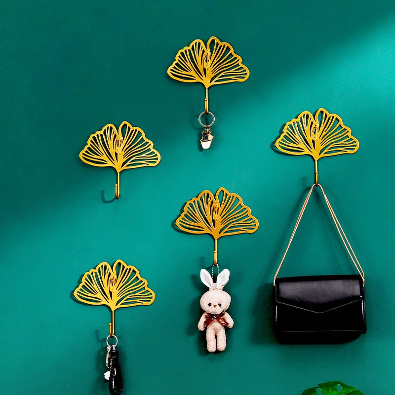

Золотистый креативный мини-крючок в форме листа в скандинавском стиле, кованый железный крючок, настенная вешалка, подвесная стойка для хра...