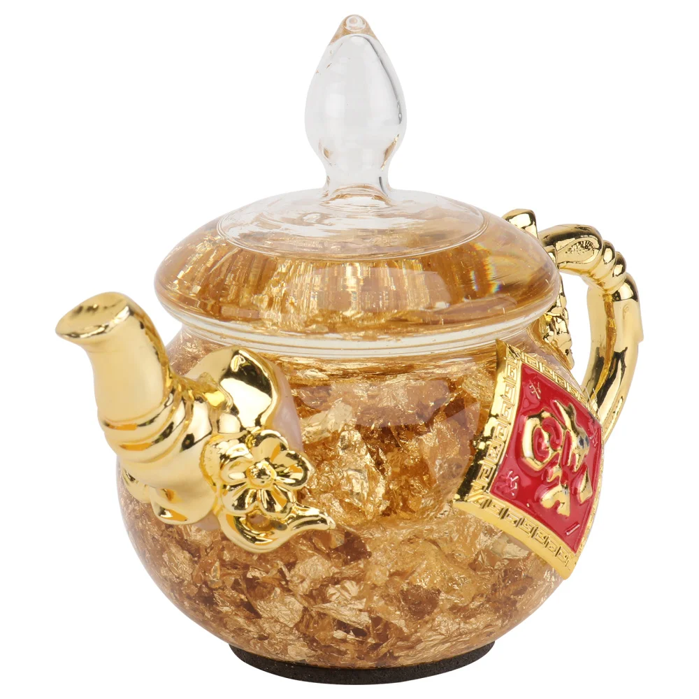 

1pc Crystal Teapot Decoration Desktop Crystal Teapot Craft Decor (Golden)
