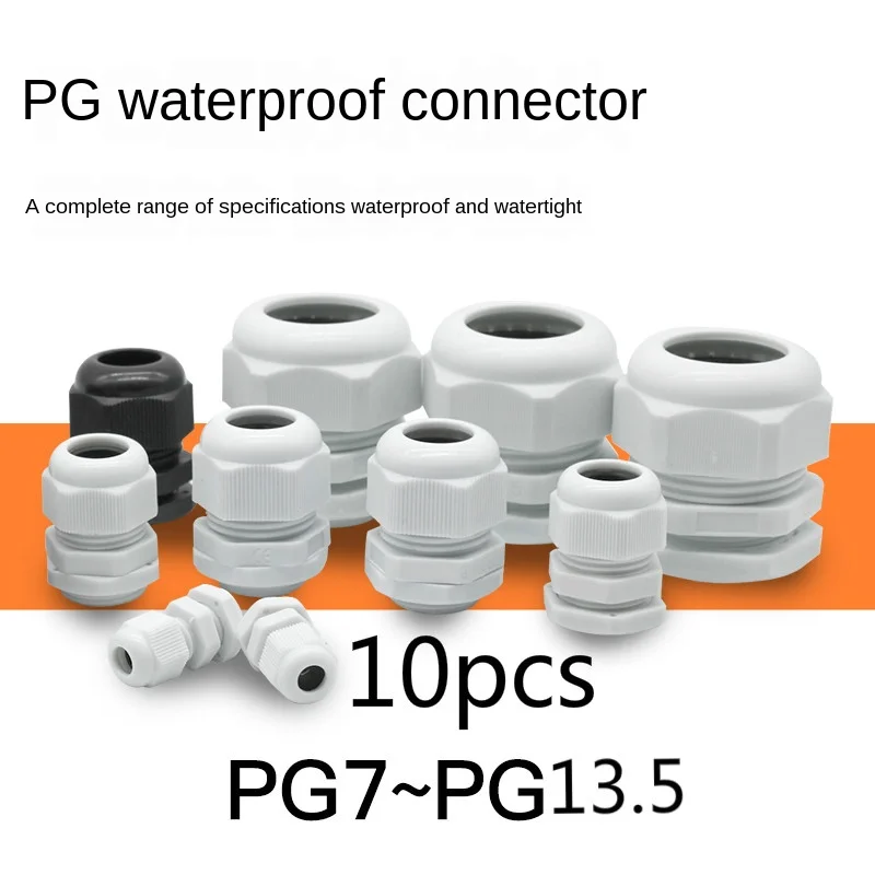 Водонепроницаемый кабельный ввод 10 шт. кабеля IP68 PG7 для 3-6 5 мм PG9 PG11 PG13.5 PG16