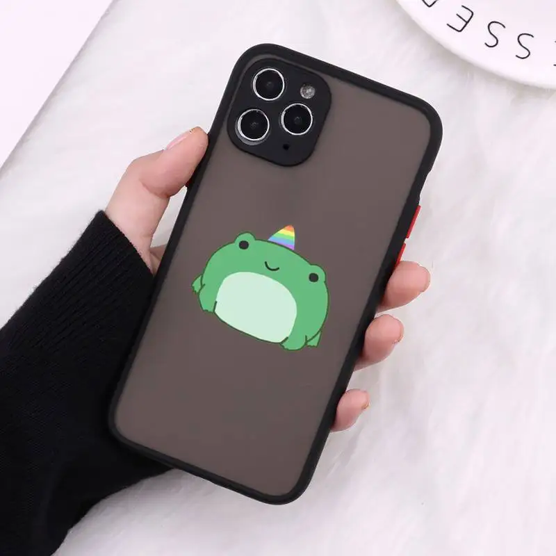 

Mint green Funny The Frog Phone Cases Matte Transparent For iPhone 12 Mini 11 Pro XR XS Max 7 8 Plus