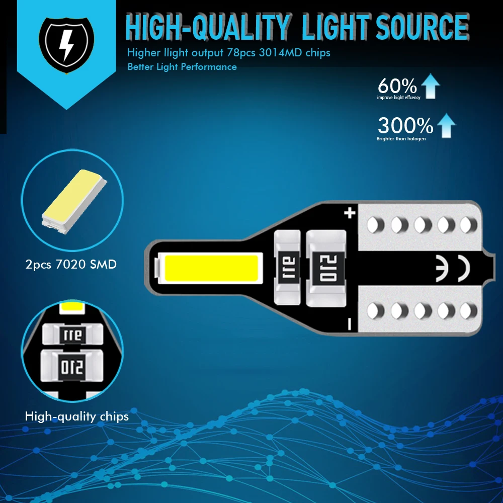 10PcsT10 W5W светодиодный светильник дневные ходовые огни 12V Белый Авто Интерьер для