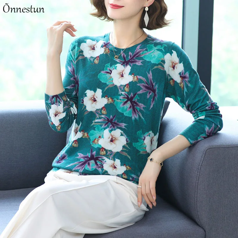 

Print Women's Sweaters Autumn Korean Fashion Women Clothing Pullover Long Sleeve Top Pull Femme Soft Sweater Women