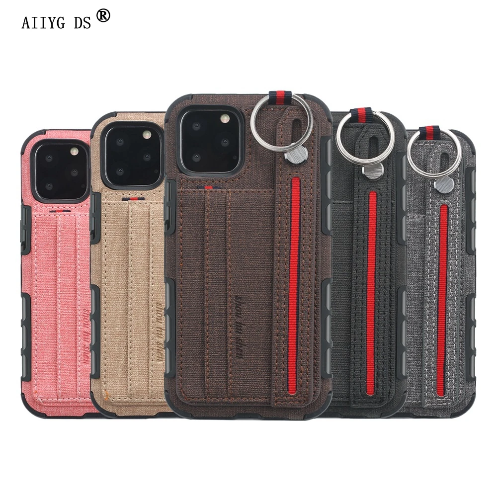 Мягкий тканевый чехол кошелек в стиле ретро для iPhone 11 Pro 6 7 8 X Xr XS Max с ремешком и