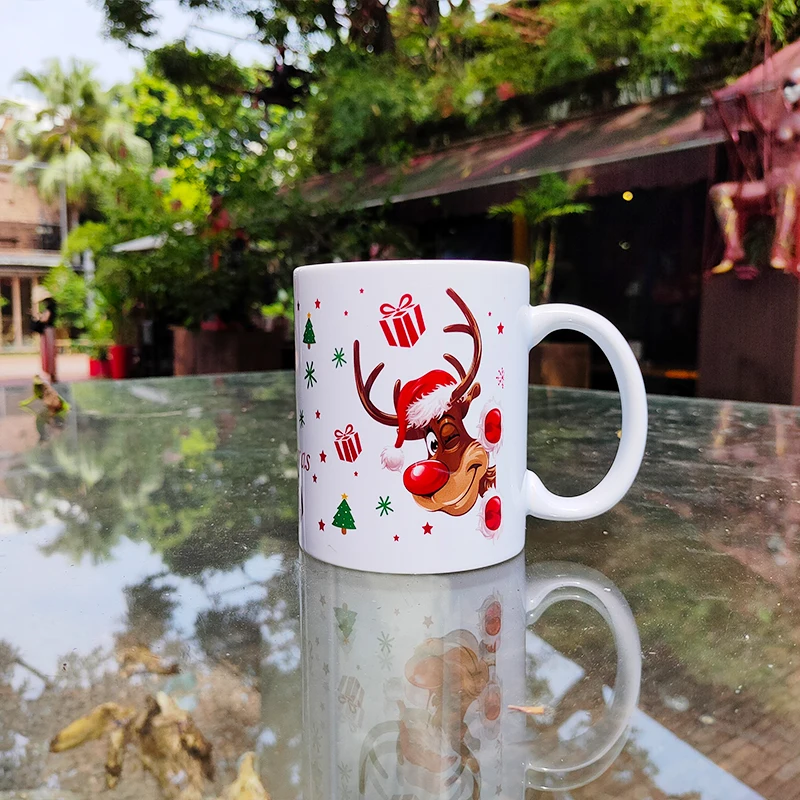 1 шт. Прямая поставка Рождественская керамическая кружка с цифровой печатью