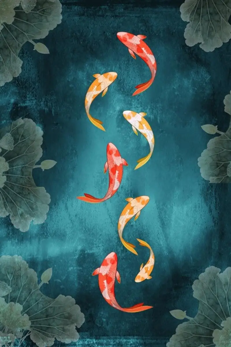 

Chinese Style Traditional Mural Koi Carp & Lotus Pond Poster Decoration Painting Picture Canvas Painting Living Room Home Decor