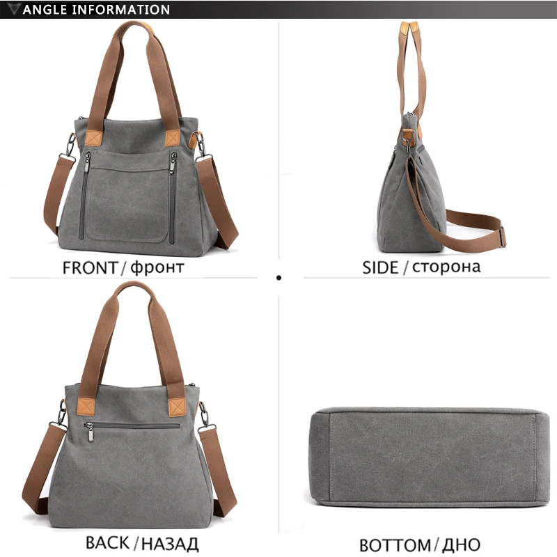 

Designer Women Handbags Canvas Bag with Zipper Shoulder Fashion Cross Body Big Bolsos Grandes Para Mujer Casual High Capacity