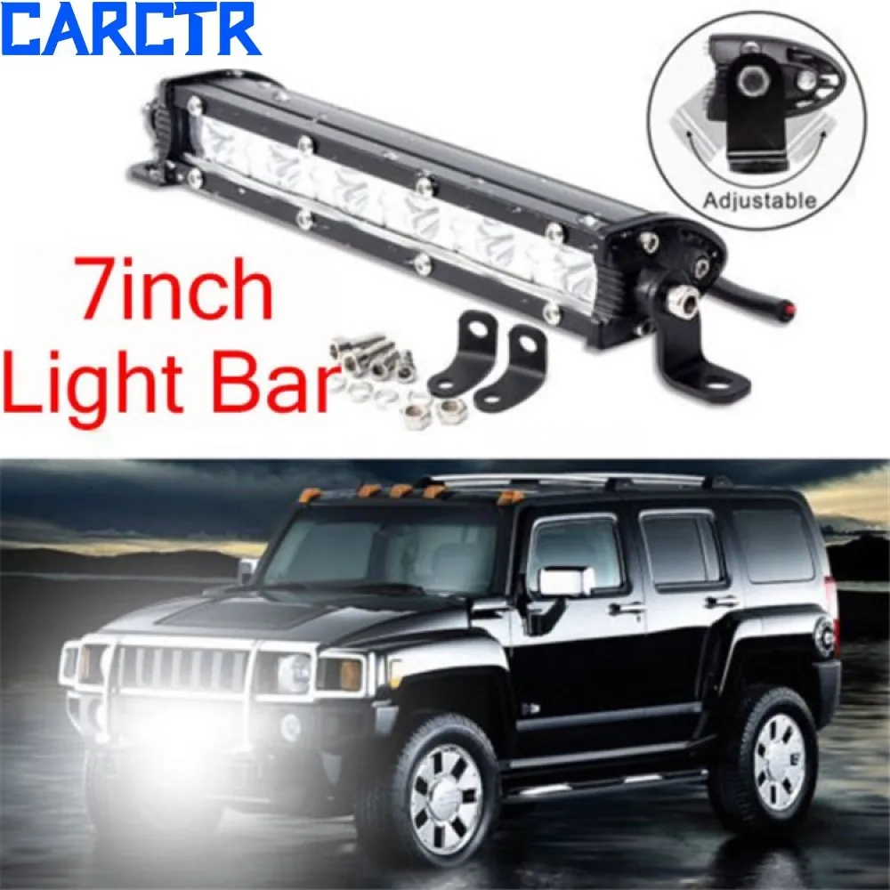 

CARCTR Led Bar 7 Inch Offroad Spot Light 6000K 18W 2000LM Lightbar 12V Work Light Off Road Light 24v Truck ATV 4x4 SUV Car Leds