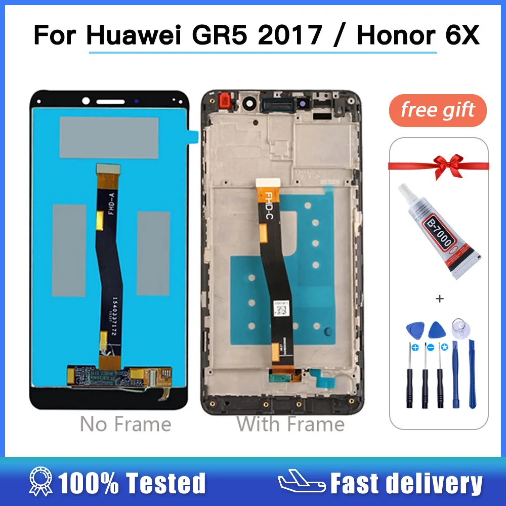 

5.5" For Huawei GR5 2017 BLL-L21 BLL-L22 LCD Display Touch Screen Digitizer Assembly For Honor 6X BLN-L24 LCD screen With Frame