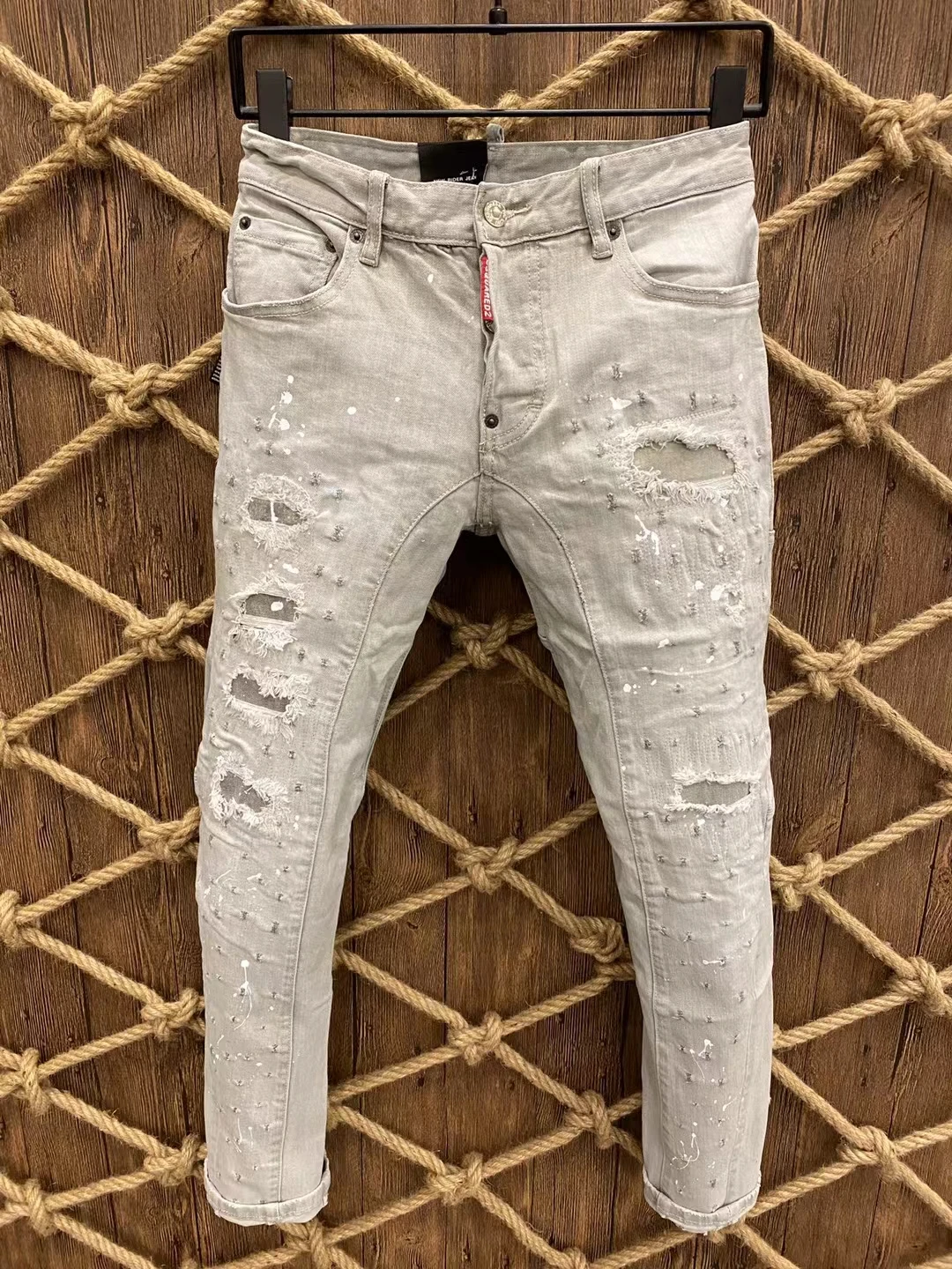 

2021 Fashion Trend DSQ2 Washed, Worn, Holes, Paint Spots Men's Jeans *A229