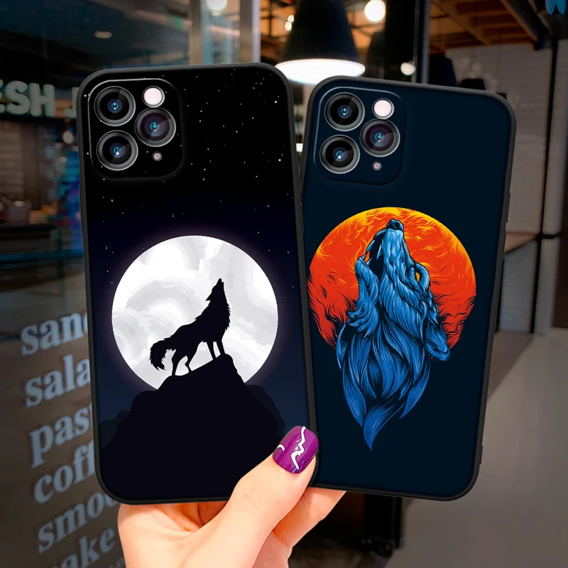 

war Wolf mobile phone case is suitable for iPhone 11 12 Mini Pro Max Cool animal Original Liquid Silicone Luxury Case